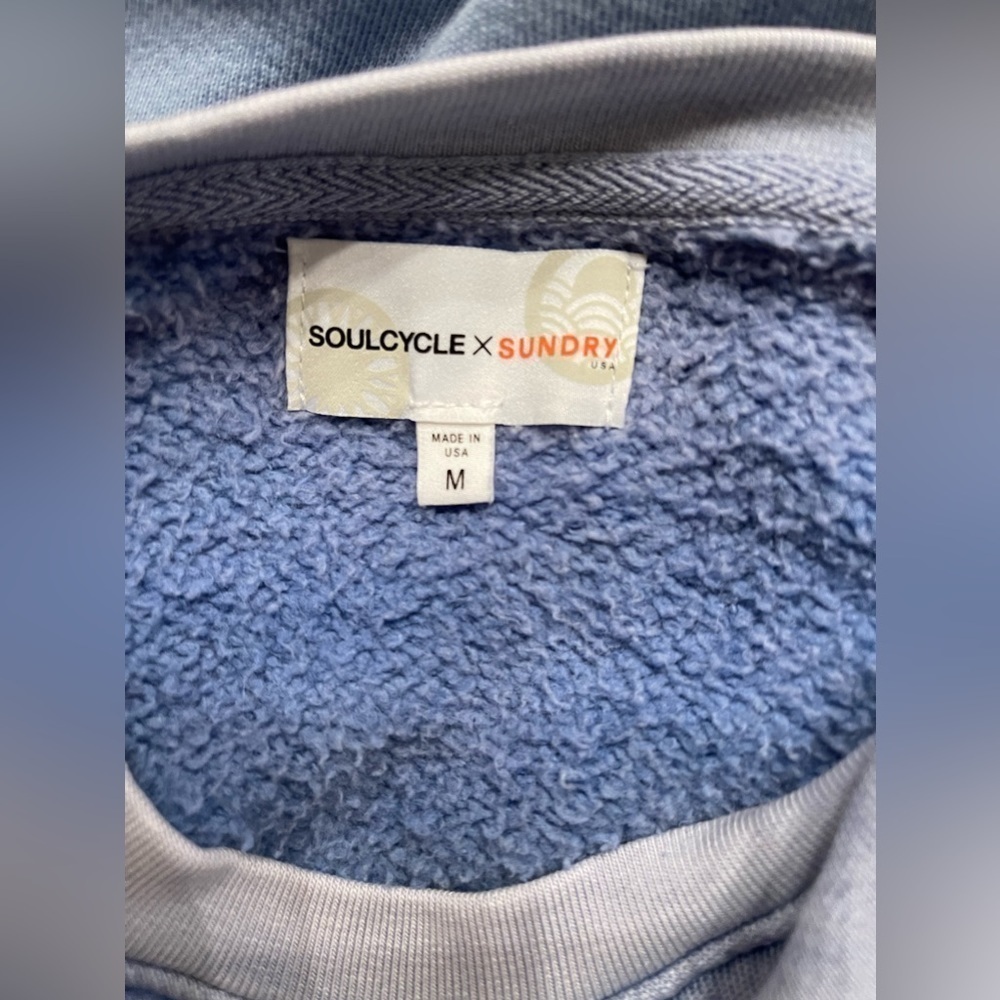 Sundry x Soulcycle SOUL Sweatshirt Zipper Sides Faded Overdye Blue Medium - Picture 7 of 8
